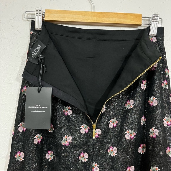 NWT Saloni Aidan sequined chiffon and embroidered point d'esprit flare s… - Picture 9 of 13